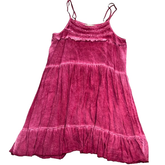 Altar’d State Spaghetti Strap Bohemian Style Dress Swim Cover Up Large Raspberry - Picture 3 of 11